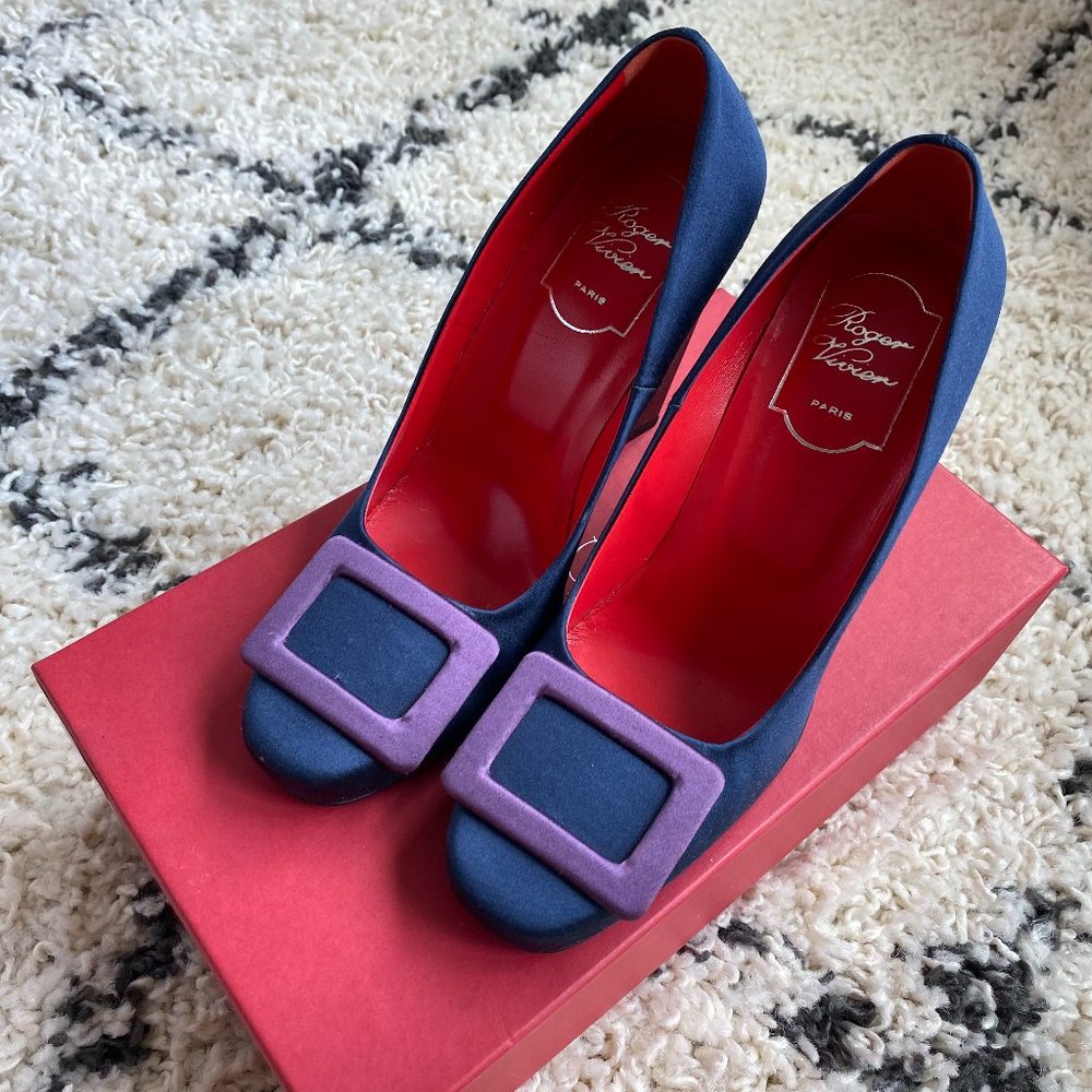 Roger Vivier Satin Color-block Heels  (Worn Once)